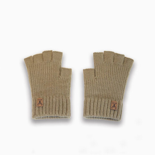 Haoguan woolen knitted gloves for men in autumn and winter with fingerless students writing, typing and riding touch screen warm half-finger leaky elastic