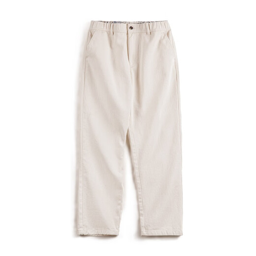 马登工装美式复古棉籽壳原色牛仔裤男秋季cleanfit宽松直筒休闲长裤子 米白色 【微喇/美式高街男裤】 L