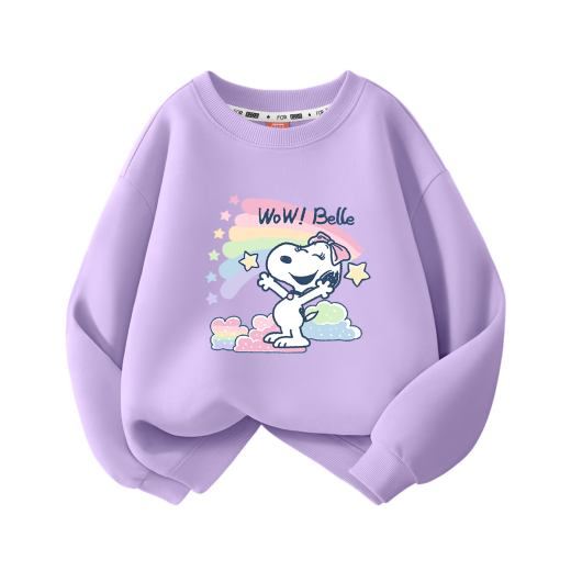 Snoopy (SNOOPY) children's clothing girls round neck sweatshirt medium and large children's girls' tops children's spring clothing Caiyun - Taro Purple 130