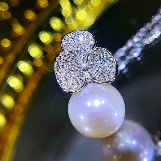 Fuwu fashionable and simple freshwater pearl pendant earrings, 925 silver inlaid with high-end round high-gloss freshwater pearl pendant (with silver chain)