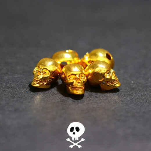 Mi Ling 18k skull corpse Buddha forest evil spirit literary play gold skull Buddha gold accessories diy main partition beads back cloud jewelry medium size 7mm