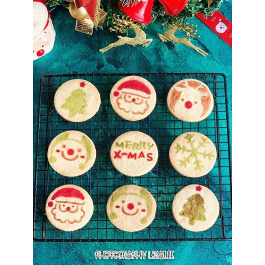 Jingyouyu powder dusting mold 3 inches Christmas coffee latte art biscuit printed cake bread soft European bun pattern powder sieve custom milky white No. 1 3 inches 7.5 cm