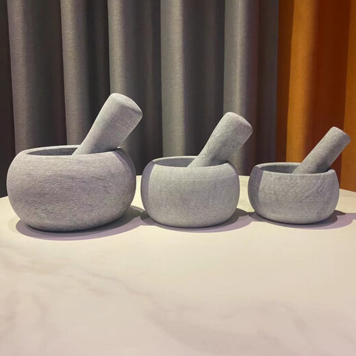 Chinuo household stone mortar garlic mortar medicine mortar natural bluestone garlic masher garlic press garlic jar food supplement grinding stone frosted 03 small size 10 points 5*10 points 5*6