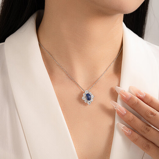 HKHL 925 Silver Tanzanite Blue Gemstone Necklace for Women Light Luxury Pendant Silver Clavicle Chain Holiday Birthday Gift for Girlfriend Tanzanite Blue Gemstone Necklace + Light Luxury Gift Box