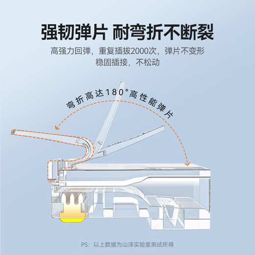 Shanze Category 5e network cable crystal head Category 5e RJ45 computer Gigabit network connector CAT5E engineering gold-plated pure copper crystal head 10 pieces SJ-5010