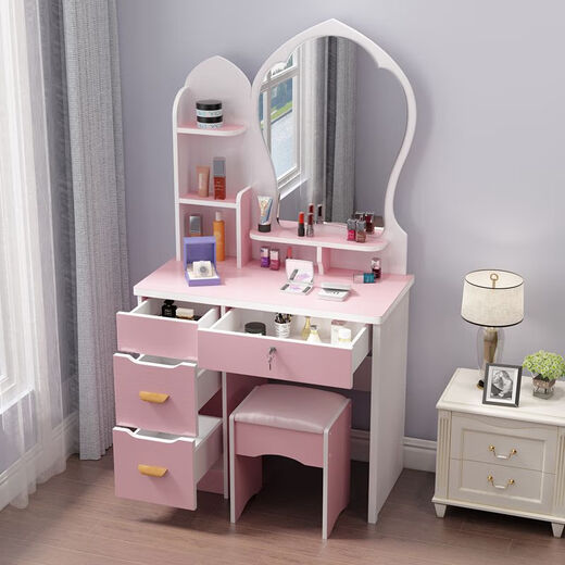 Naiyu internet celebrity dressing table bedroom mini small apartment princess modern simple dressing table economical multi-functional dressing table 60 cm white love mirror + free stool