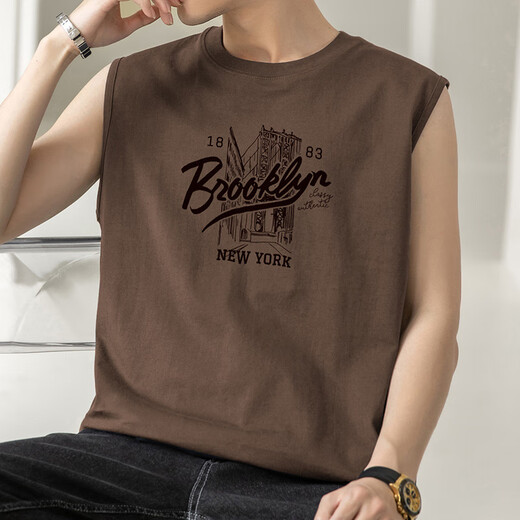 Leichte und extravagante reine Baumwollweste für Männer im Sommer amerikanische Sportweste Basketball Hürde Fitness Außenschütze ärmellose T-Shirt Lose M18-T672 Rost Red M