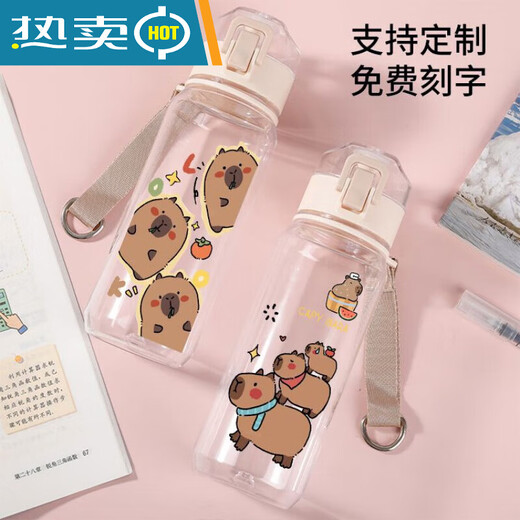 LNGA Landgre Kettle Small Capypig Water Cup Candle Bara Cup Étudiants portables Summer grande capacité 530 ml R3271 Capybara Plastic Drink Cup-