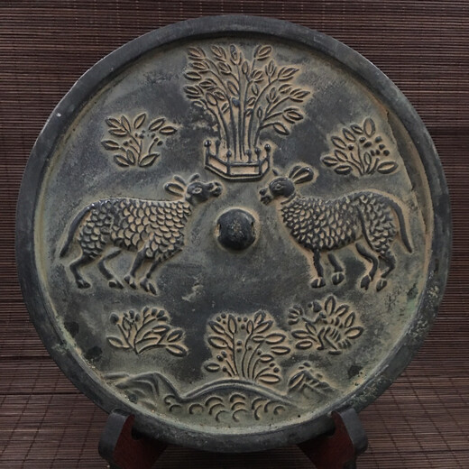 大号仿古做旧青铜镜老镜子工艺品摆件玄关卧室装饰品影视道具 八款  直径21cm  重约1283克