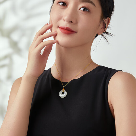 Saturday blessing and safe buckle Hetian jade pendant women's gold inlaid jade pendant pendant birthday gift AAYA040710 does not include chain