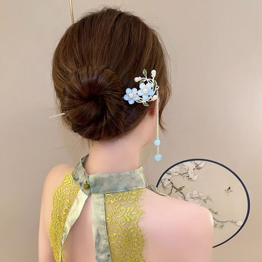 Bo Naling ancient style hairpin with tassels, new Chinese style Chinese style updo hairpin, metal headdress, hairpin, Hanfu accessories gift, pink peach tassel hairpin