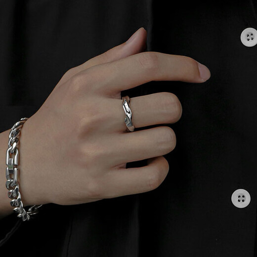 Platinum Möbius Ring Ring Men's ins fashion niche design open couple ring index finger retro light luxury high-end Möbius ring ring