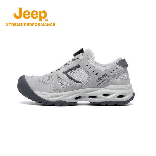 Jeep (JEEP) Couple's Outdoor River Tracing Shoes Men's Anti-Slip Speed Interference Water Shoes Women's Sports Breathable Sandals Travel Seaside Beach Shoes Light Gray Men's Model P321091673 41 Leather Shoe Size