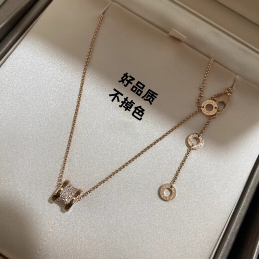 Fat Donglai's same style 18k gold small waist necklace 18K rose gold full diamond women's Au750 color gold light luxury clavicle chain 18k full diamond small waist (rose gold) + counter gift box
