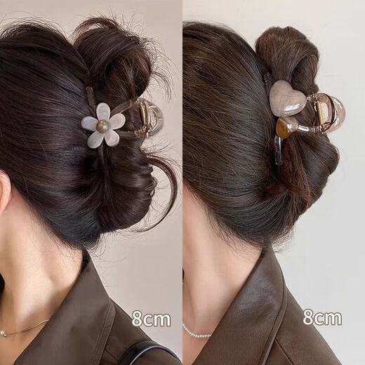 Flower grabber female high-end 2025 new style shark hairpin hairpin with small hair volume female back head hairpin hairpin headdress #light apricot jelly love about 8cm