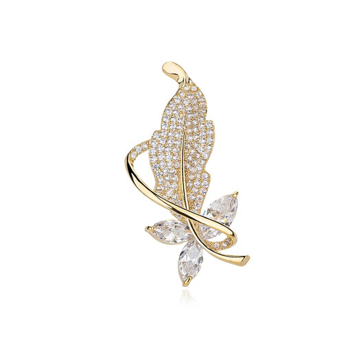 Qlady feather brooch high-end men and women 2025 new exquisite anti-exposure pin suit accessories birthday gift