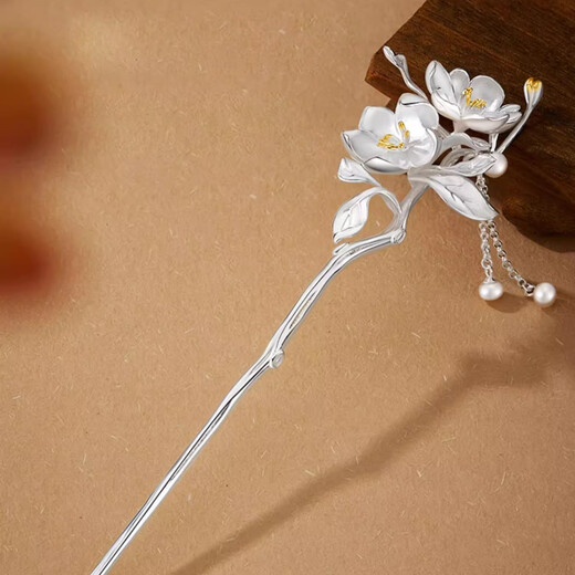 Caizhi silver-plated ancient style hairpin for women, high-end tassels, new Chinese style hairpin hairpin, birthday gift for girlfriend, Begonia spring hairpin