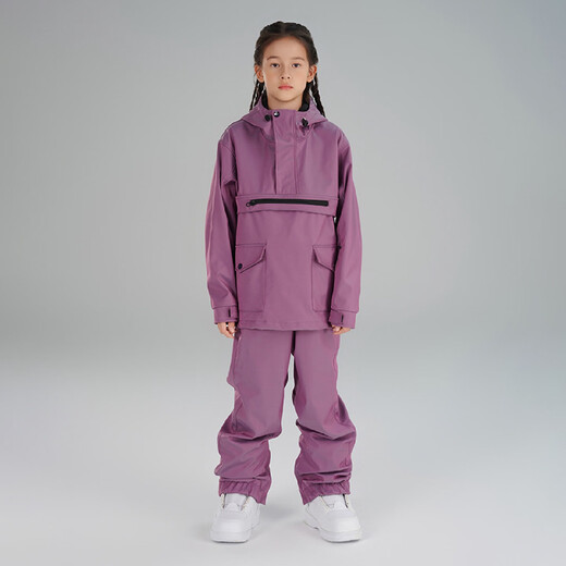 Xueyipai children's ski wear double-board snowboard pants for boys and girls windproof and waterproof mid-to-large roland purple-B one size fits all 110