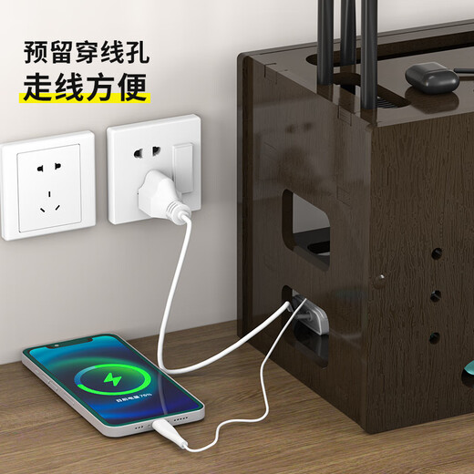 Shunmai router storage box desktop TV set-top box storage rack wire wireless network wifi box placement rack light cat wifi model-3 layers-walnut color