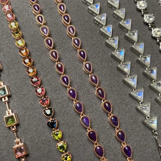 Junshi Quality Tourmaline Tanzanite Translucent Blue Moonlight Blue Ruby Emerald Aquamarine S925 Silver Inlaid 5 Tanzanite Bracelet