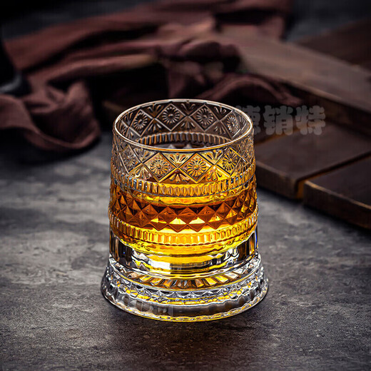 Depinte decompression fun luminous rotating whiskey cup foreign wine rotating cup crystal glass household beer glass water cup star diamond cup 254ml 1 piece