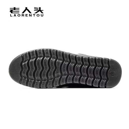 LAORENTOU women's single toe layer leather fashionable wedge workplace shoes plus velvet warm middle-aged mother's shoes LB53570 black 38