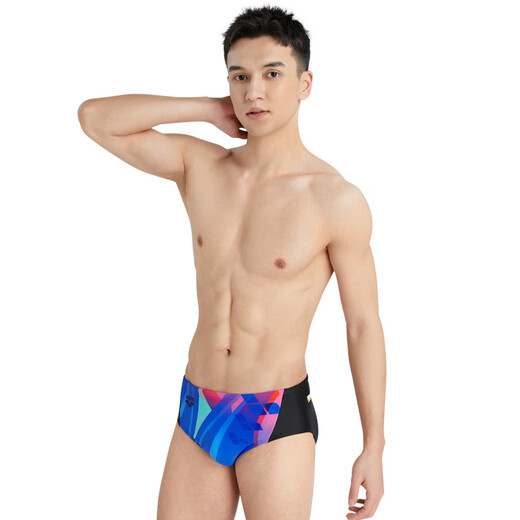 Arena Men's Swimming Briefs Adult Wide-Brim Printed Conservative Sports Comfortable Quick-Drying Swimming Briefs BKBU M (Waist 76-80)