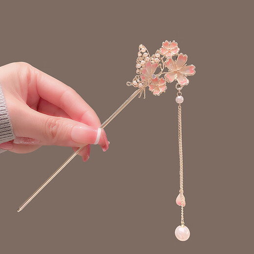 Su Shiliu antique flower hair accessories cherry blossom hairpin girl birthday gift high-end Hanfu cheongsam hairpin hairpin girlfriend small fresh enamel flower hairpin