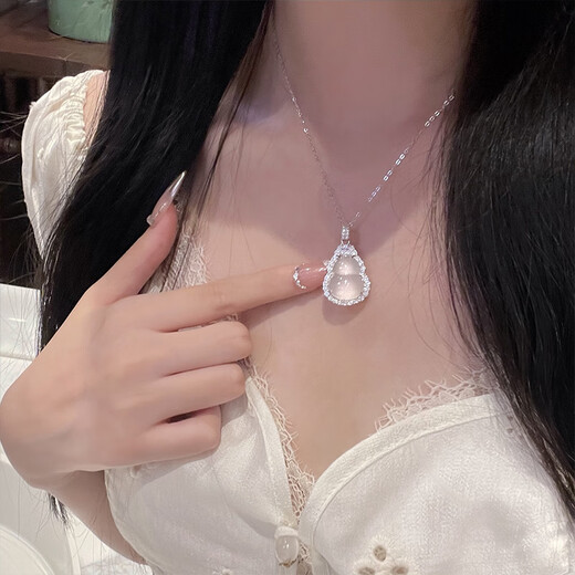 KSLS 925 Silver Fulu Chalcedony Gourd Necklace for Women 2025 New Jade Pendant Birthday Gift for Mom and Girlfriend Fulu Gourd Pendant + Jingcang Quick Delivery + S925 Silver Chain Girl Gift/With Rose Gift Box/With Jewelry Certificate