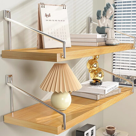 No-hole punch-free wall storage rack, bedside wall-mounted bookshelf, router storage shelf, wall-mounted nail-free storage board, white 60*20 (with sticky hooks/non-marking nails)