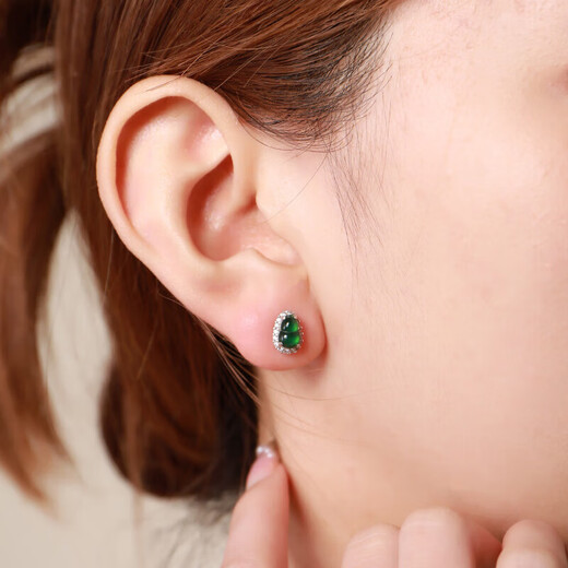 Heart Ginseng Jade Guaranteed Price 11.11 S925 Silver Inlaid Jade Gourd Earrings Women's Silver Inlaid Jade Earrings