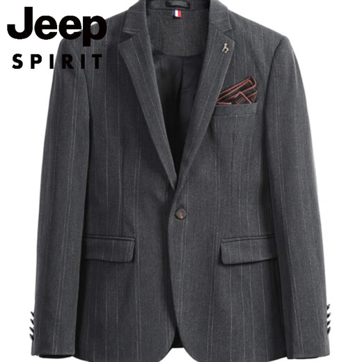 JEEP SPIRIT Korean style suit, handsome and trendy male wedding groomsmen dress host slim suit two-piece suit 109 dotted stripe black three-piece suit = suit + vest + pants S (suitable for 95-105 Jin Jin equals 0.5 kg)
