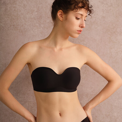 Ya (HSIA) Xiao Nian Gao Ya strapless bra for women summer non-slip tube top seamless no wire bra bra wraps the breasts and beautiful back thin black with detachable shoulder straps S