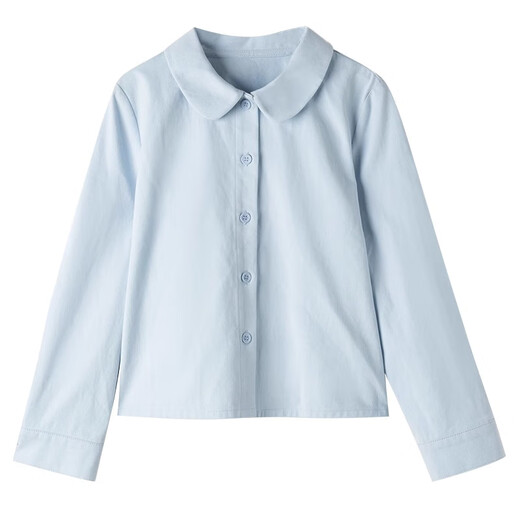 Hacikis children's clothing spring and autumn children's long-sleeved shirt blue skin-friendly cotton doll collar shirt girls' tops parent-child style blue 130cm