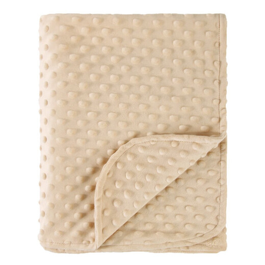 Newborn Bean Velvet Soothing Blanket Baby Double-layered Edged Pressed Foam Blanket Baby Cover Blanket Solid Color Quilt B146-White 80*100CM
