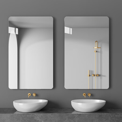 XINYIHONGYUN Bathroom Mirror No Punching Wall-mounted Bathroom Mirror Home Bathroom Washing Mirror Toilet Glass Mirror HD Right Angle 30*42 Bathroom Recommended-3mm Thickened