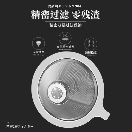 Mongdio coffee filter ultra-fine encrypted stainless steel hand-brewed coffee filter cup filter-free coffee powder funnel 800 mesh