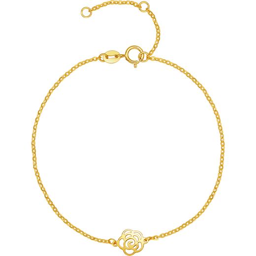 Saturday Fortune Yellow 18K Gold Bracelet Women's Sunset Camellia Gold Bracelet Birthday Gift C0713185 16+3cm