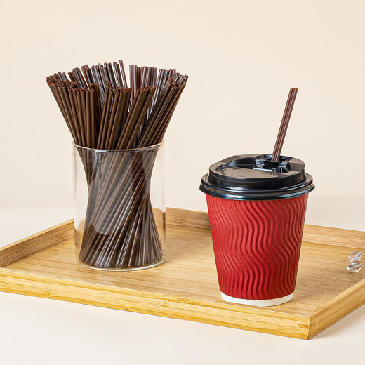 Temeiju coffee stirring stick disposable straws individually packaged double row two-hole hot drink straws 100 pieces