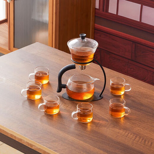 Vinoa glass lazy automatic tea set Kung Fu tea cup set household magnetic teapot living room Chinese tea making artifact black crescent moon