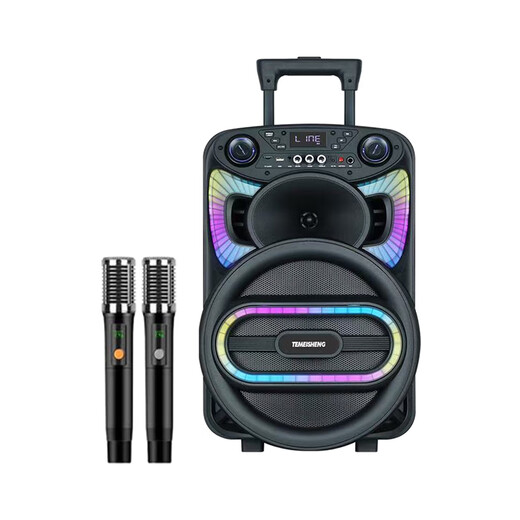 Temeisheng TC square dance audio outdoor high-power mobile portable trolley speaker shocking heavy bass karaoke Bluetooth audio all-in-one shop stall selling A4-15 new (15 inches) dual charging microphone/TWS series connection