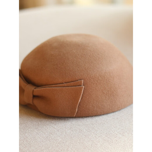 Hanqing mid-summer, autumn and winter woolen woolen bow, retro beret, painter hat, fashion felt hat for women traveling and shopping, white XXS adjustable
