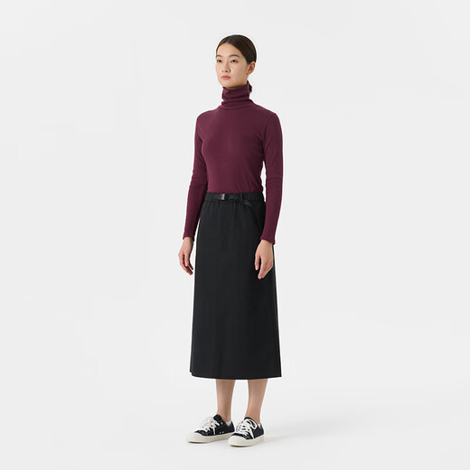 MUJI women's mercerized twill narrow skirt long skirt women's autumn skirt BEY02C4A black L (165/70A)