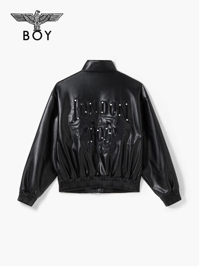 BOY LONDON 2025 Autumn New Men's Leather Jacket Stud Embroidered Retro Trendy Top Women N44004 Black XS