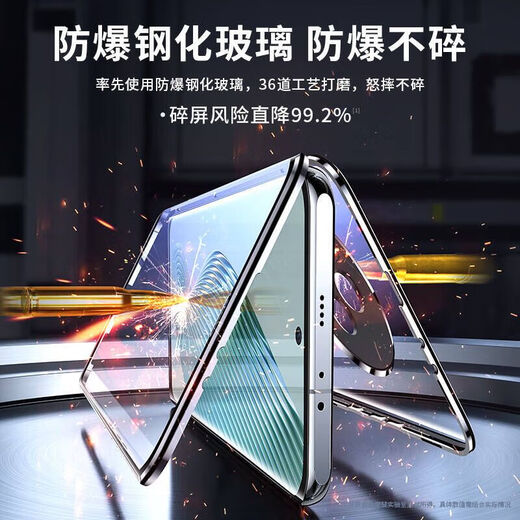 Suoaige Huawei Mate70Pro+ mobile phone case Mate70/70pro protective cover 70rs double-sided glass flip cover magnetic metal lens all-inclusive men and women transparent case double-sided glass black high-definition Huawei Mate70 Pro