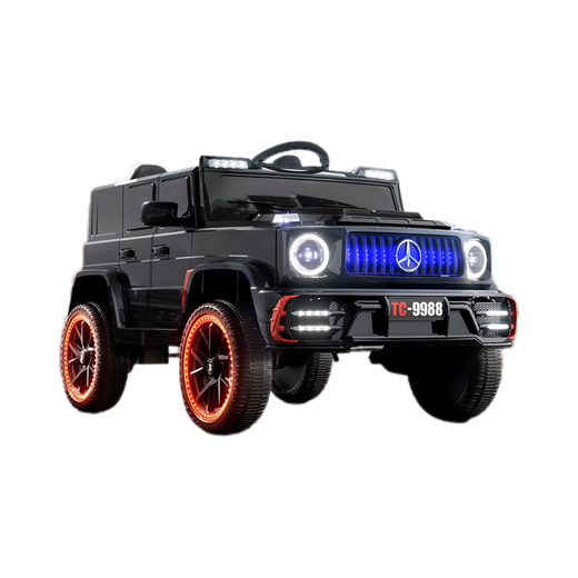 Maiduo Bear Mercedes-Benz Big G voiture électrique pour enfants peut s'asseoir sur quatre roues avec télécommande pour enfants tout-terrain et cadeaux pour bébés, peinte en noir, télécommande à quatre roues motrices + siège en cuir musical Bluetooth + roue flash en mousse