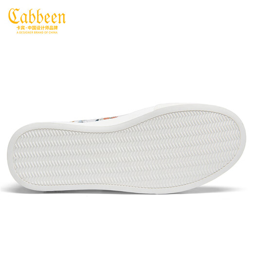 Carbin men's shoes genuine summer new breathable casual board shoes men's fashionable low-top canvas shoes men's printed shoes men's trendy shoes white 40 [=sports shoes size 41]