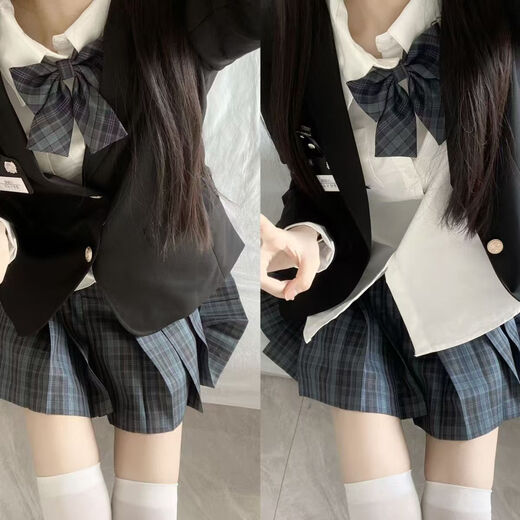 Luo Meijiang jk uniform blazer spring and autumn original style college style school supply sense short coat women's cardigan JK two-button black suit It is recommended to go up one size XL