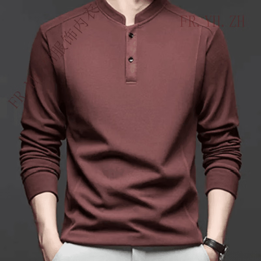 FR.YH.ZH Banbanhu Double-sided German Velvet Bottoming Shirt Square Garden Clothing Men's Henry Collar Long Sleeve Trendy Versatile Sweater Black (D509) L (115-130Jin Jin equals 0.5kg)