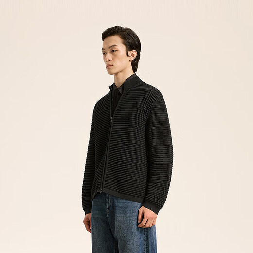 Sketch men's 2025 spring and summer new arrival cotton thick needle single-sided cardigan sweater loose half turtleneck 9P1314920 001 black L